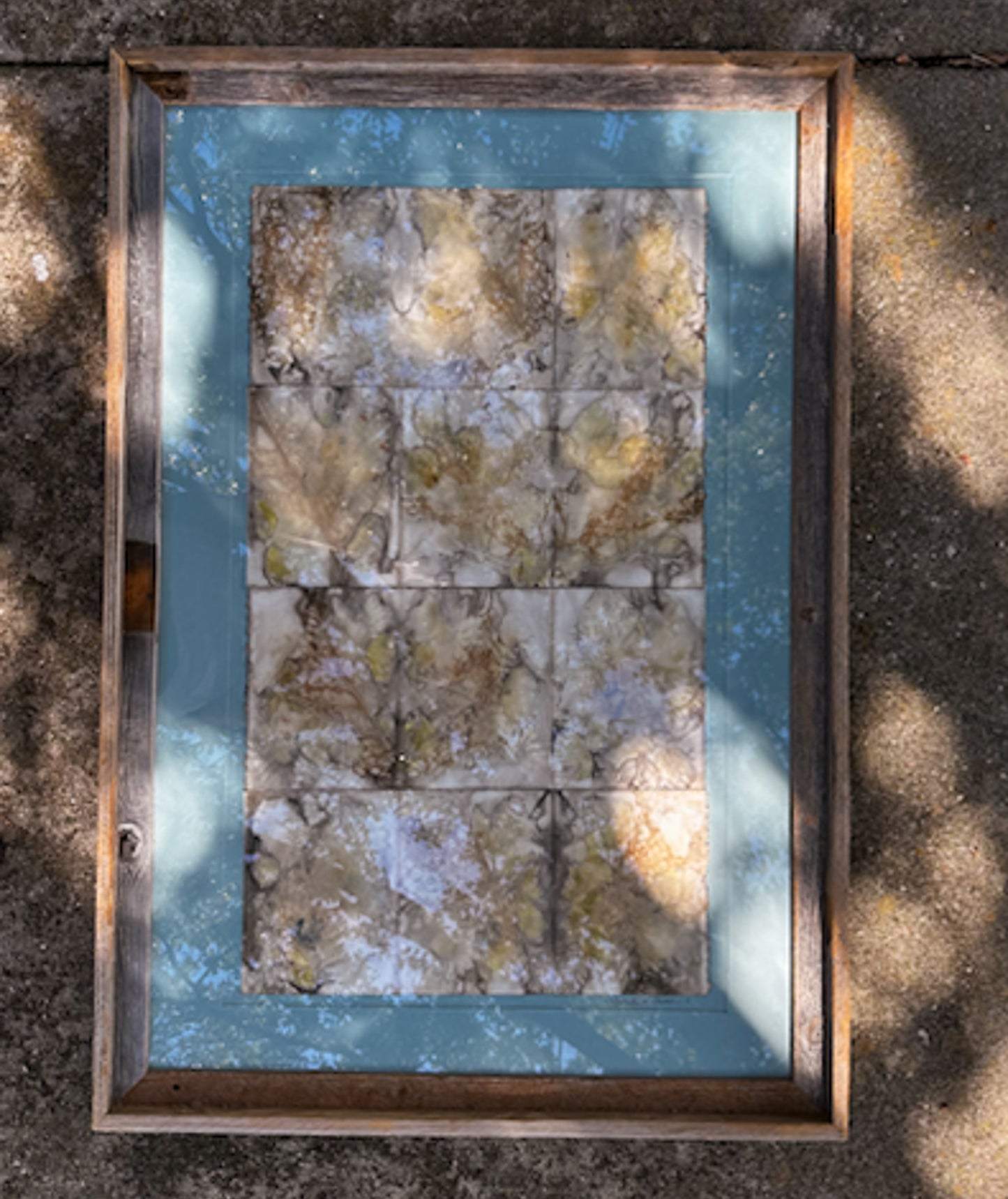 Wall Decor - Large ~ Framed Plant-Stained Paper ~ Betty Blue ~ Blue Mat