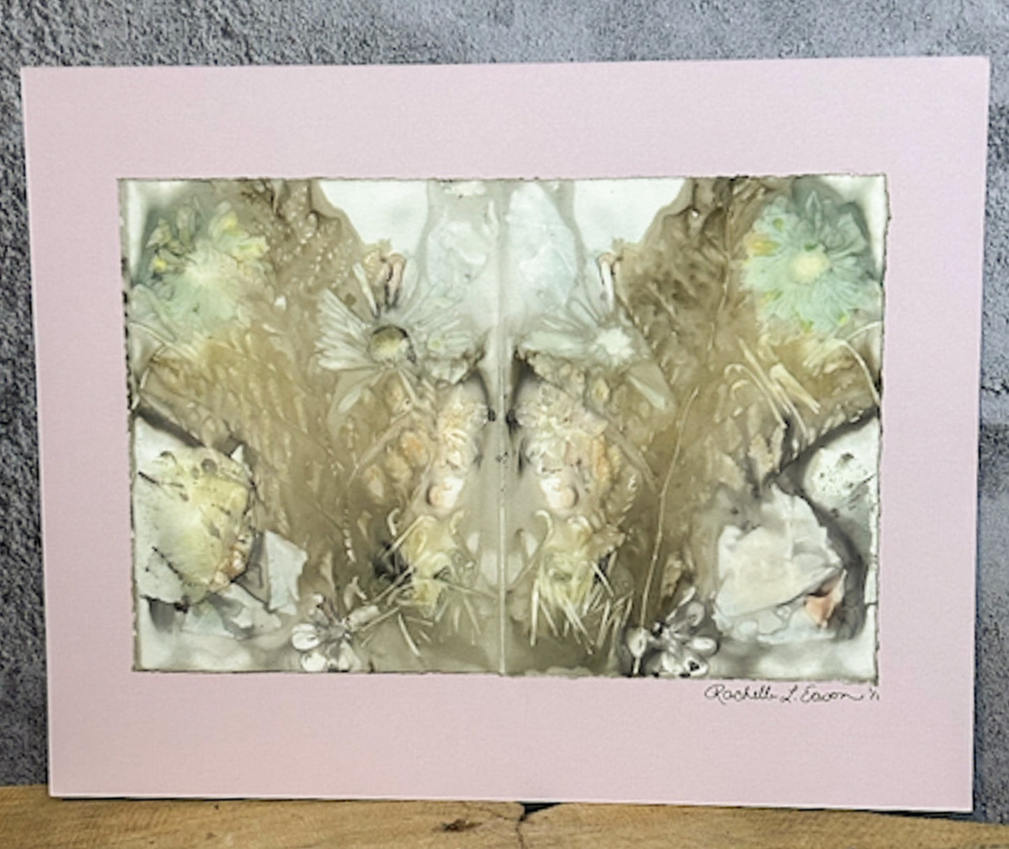 Wall Decor - Medium ~Plant-Stained Paper ~ "Bailey" - Mauve Mat