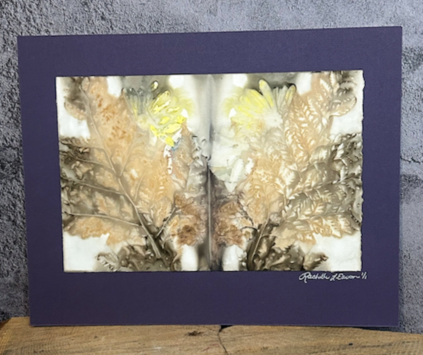 Wall Decor - Medium ~Plant-Stained Paper ~ "Tish" - Eggplant Purple Mat