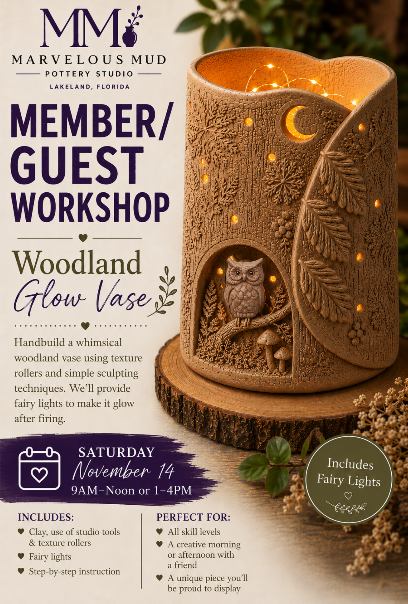 2026 Member/Guest Woodland Glow Vase Workshop