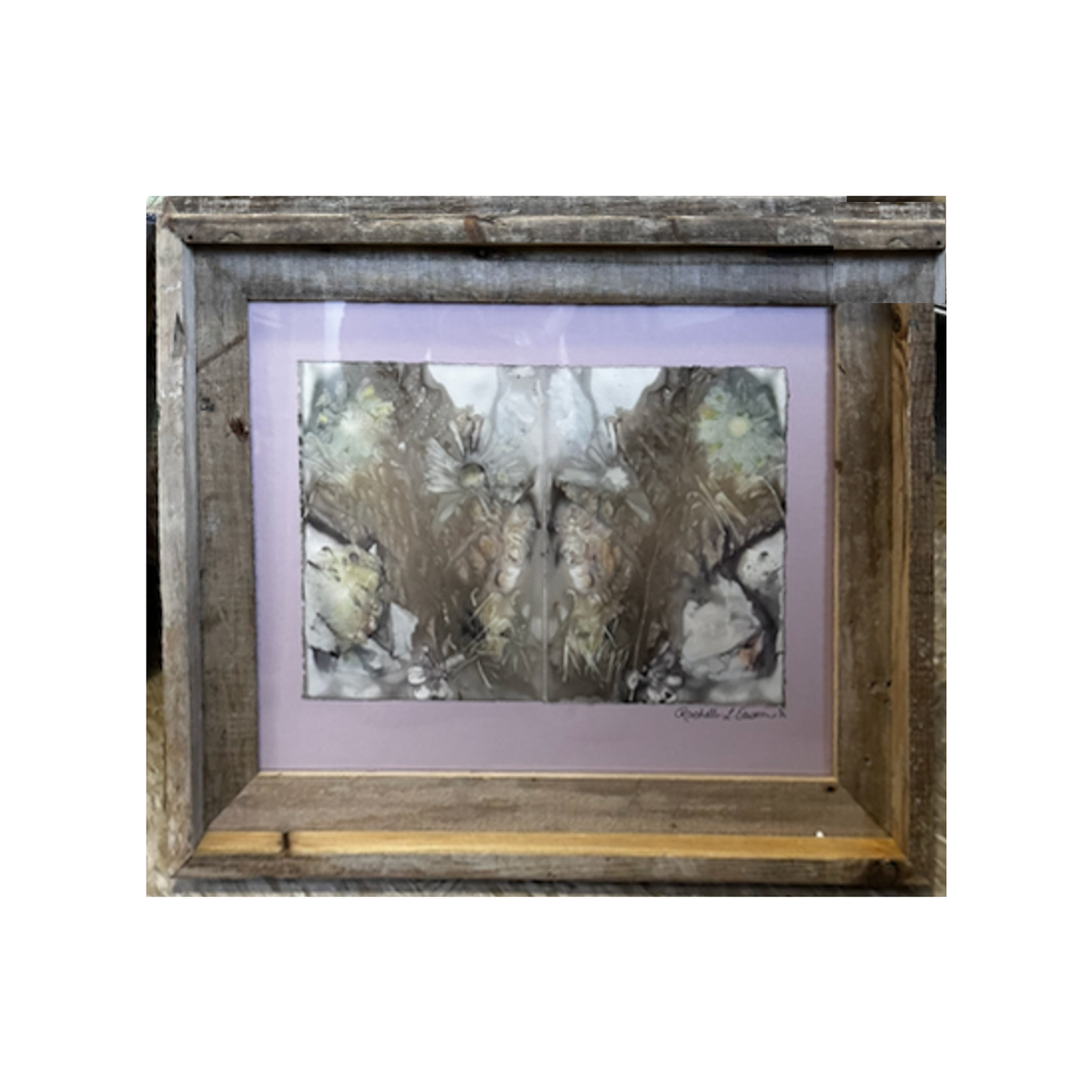 Wall Decor - Medium  ~Plant-Stained Paper ~ "Bailey" - Mauve Mat