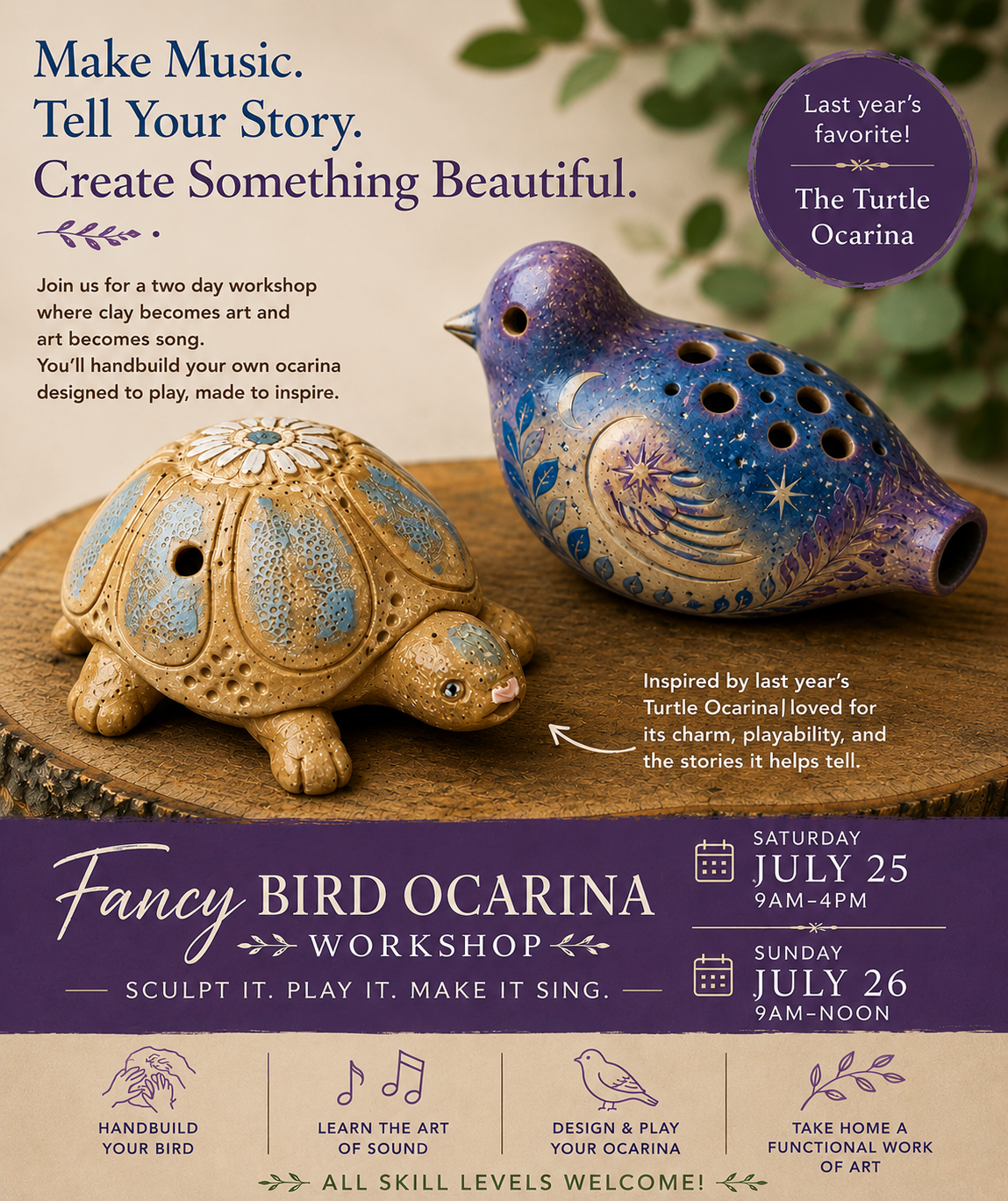 Bird Ocarina - Make a Clay Whistle Flute - Member Exclusive