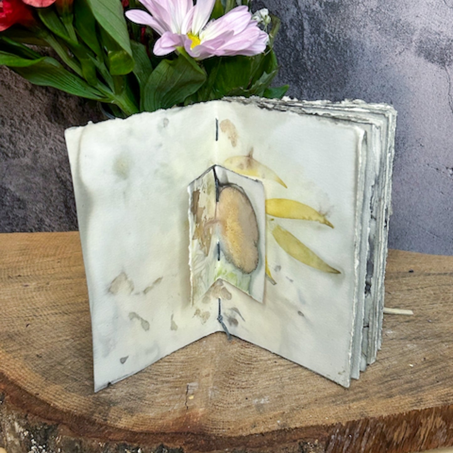Plant-Stained Paper Journal - Small Classic - "Daisy" - Plant-Stained Interior Pages