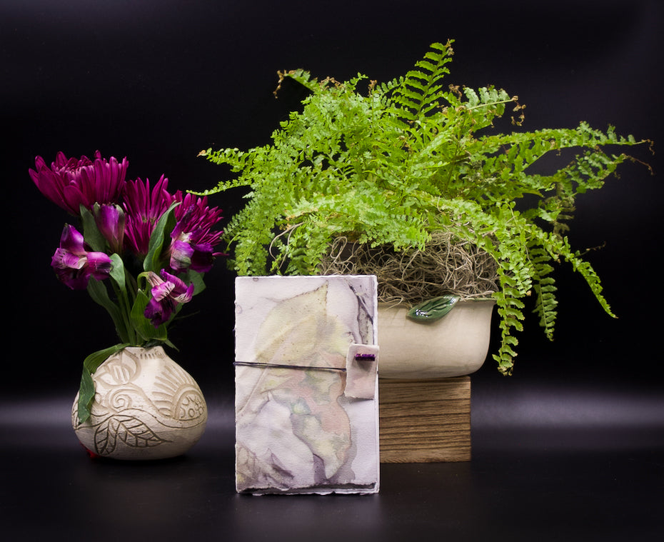 Plant-Stained Paper Pocket Journal - "Jolene" - White Interior Pages
