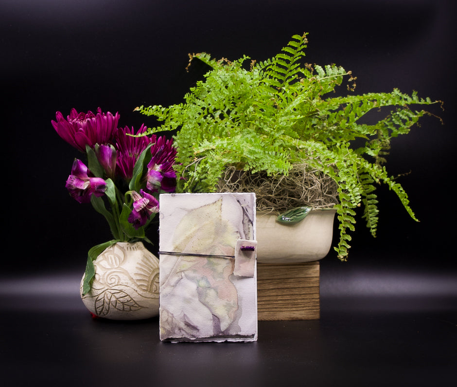 Plant-Stained Paper Pocket Journal - "Jolene" - White Interior Pages