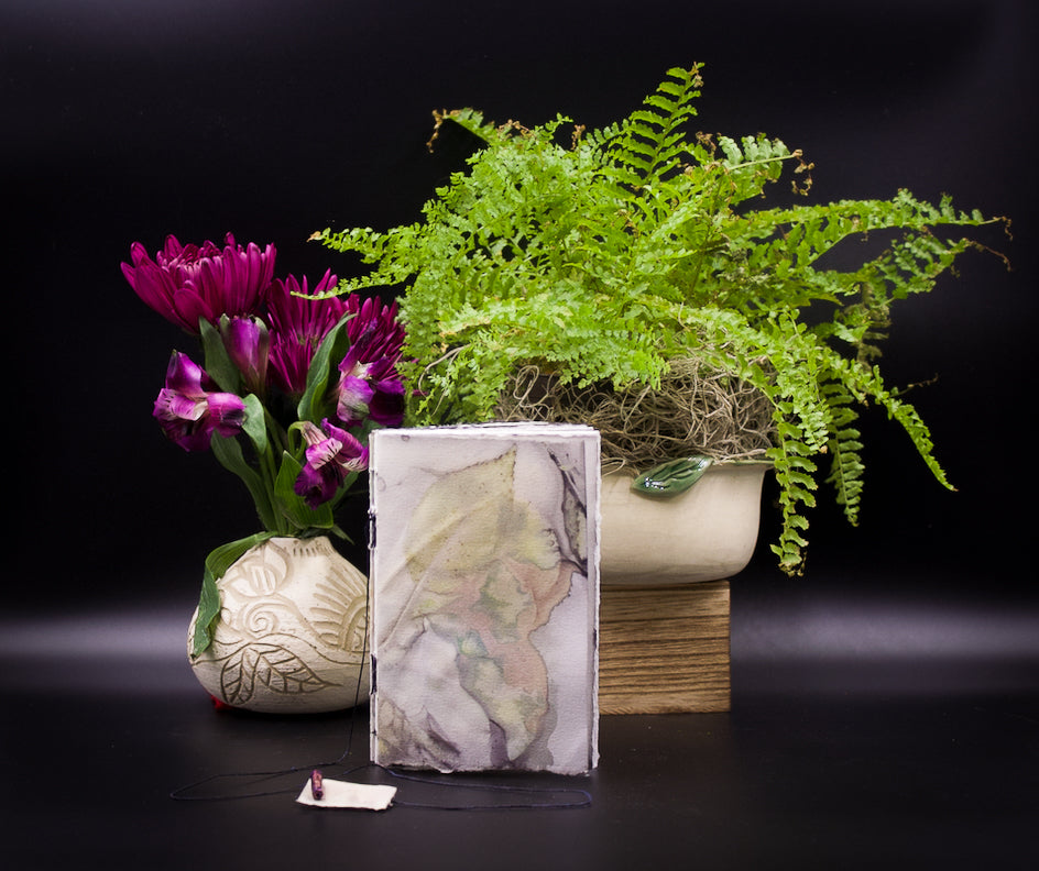 Plant-Stained Paper Pocket Journal - "Jolene" - White Interior Pages