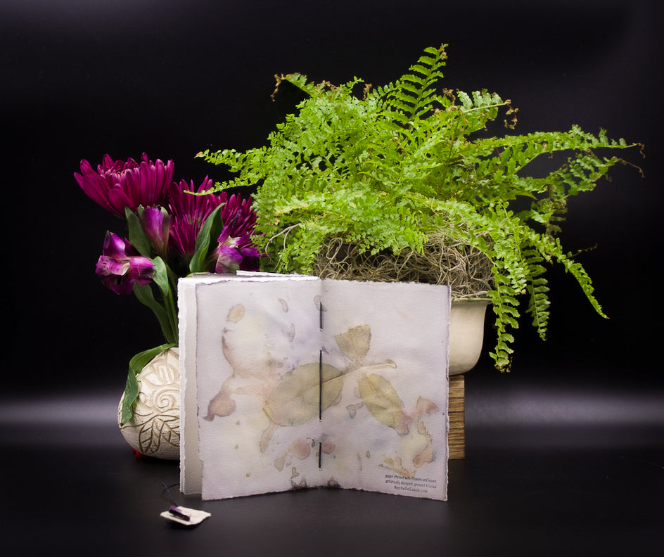 Plant-Stained Paper Pocket Journal - "Jolene" - White Interior Pages