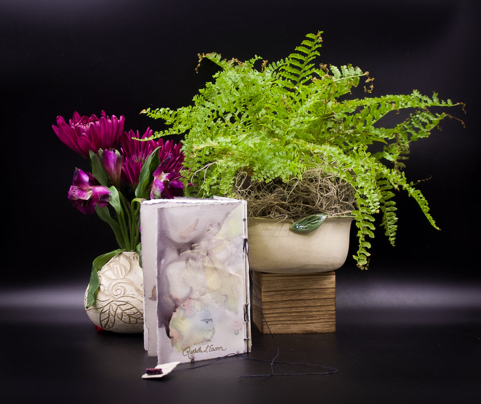 Plant-Stained Paper Pocket Journal - "Jolene" - White Interior Pages