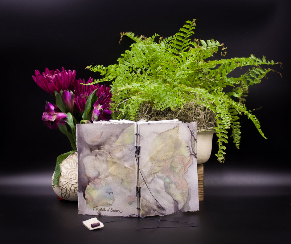 Plant-Stained Paper Pocket Journal - "Jolene" - White Interior Pages