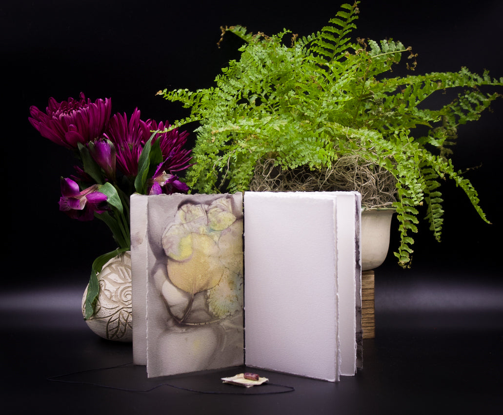 Plant-Stained Paper Pocket Journal - "Loisanne" - White Interior Pages