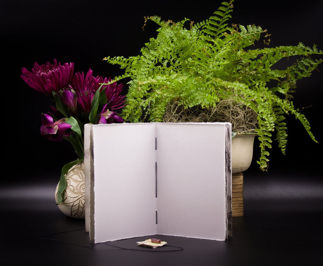 Plant-Stained Paper Pocket Journal - "Loisanne" - White Interior Pages