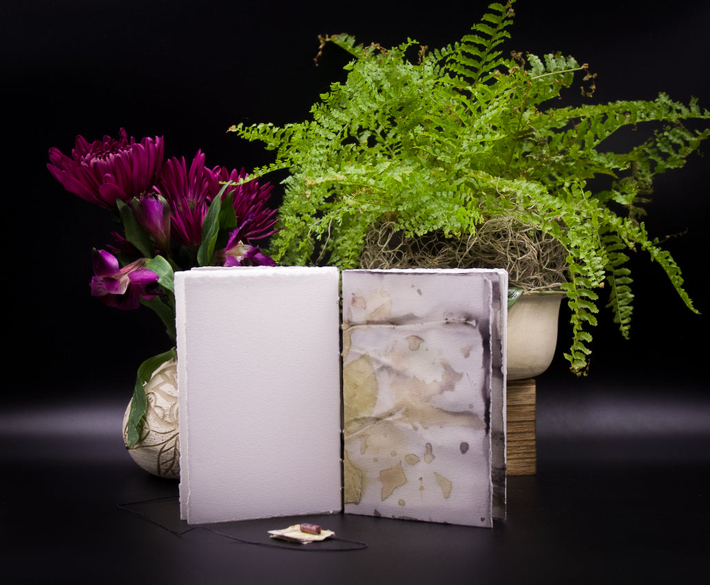 Plant-Stained Paper Pocket Journal - "Loisanne" - White Interior Pages