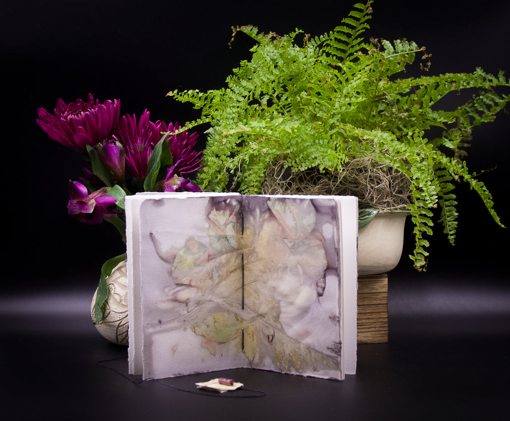 Plant-Stained Paper Pocket Journal - "Loisanne" - White Interior Pages