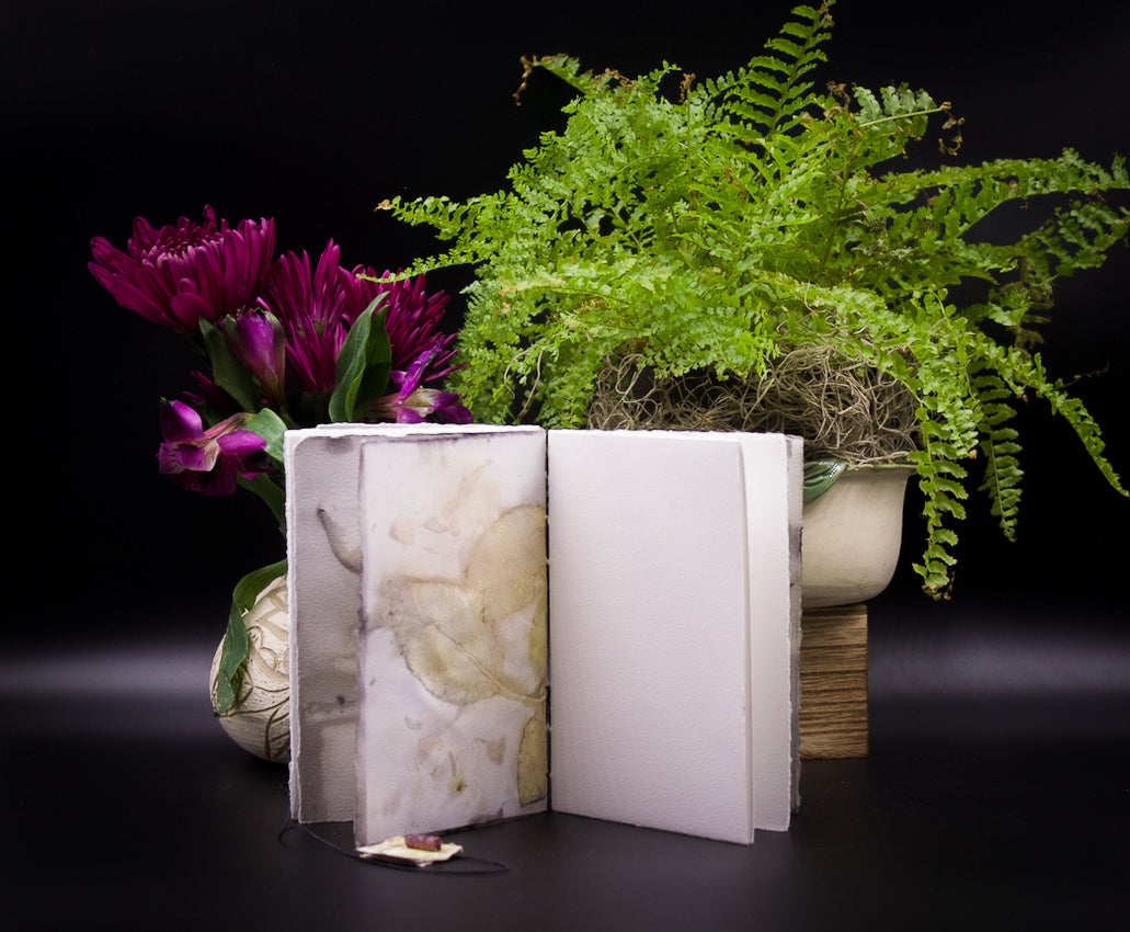 Plant-Stained Paper Pocket Journal - "Loisanne" - White Interior Pages