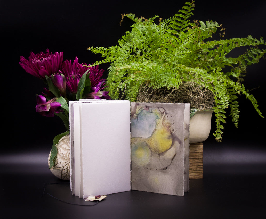 Plant-Stained Paper Pocket Journal - "Loisanne" - White Interior Pages
