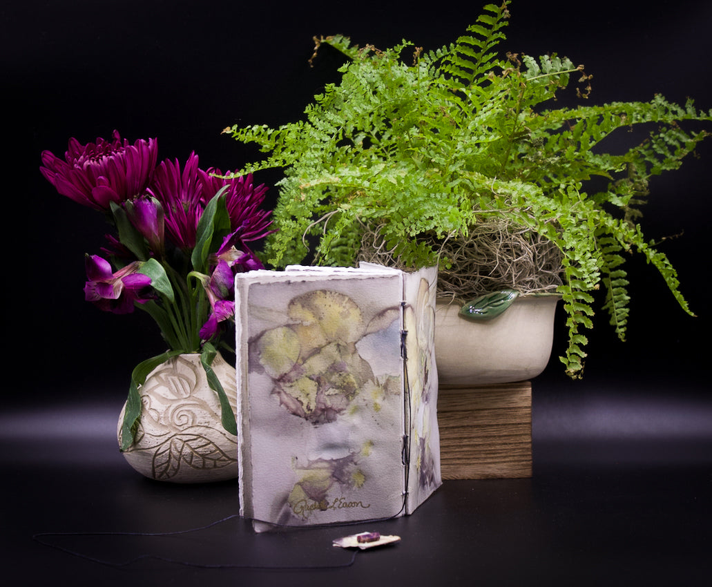 Plant-Stained Paper Pocket Journal - "Loisanne" - White Interior Pages