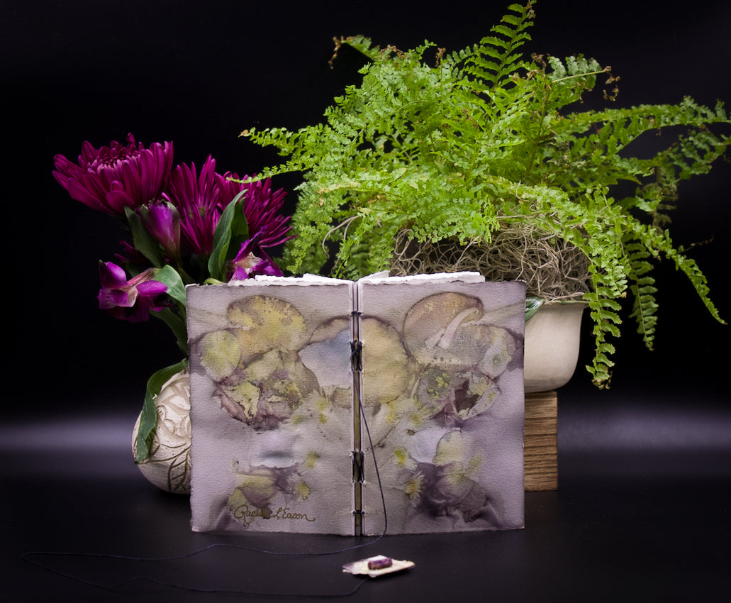 Plant-Stained Paper Pocket Journal - "Loisanne" - White Interior Pages