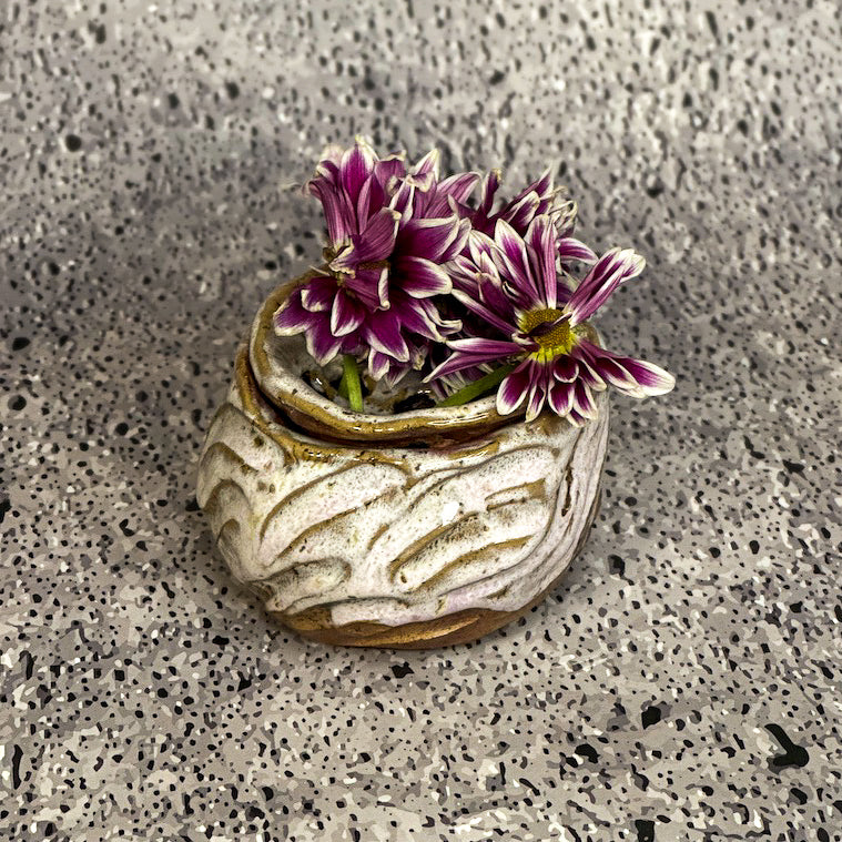 Vase - Flower "Frog" Arranger - Small - Pink Carved