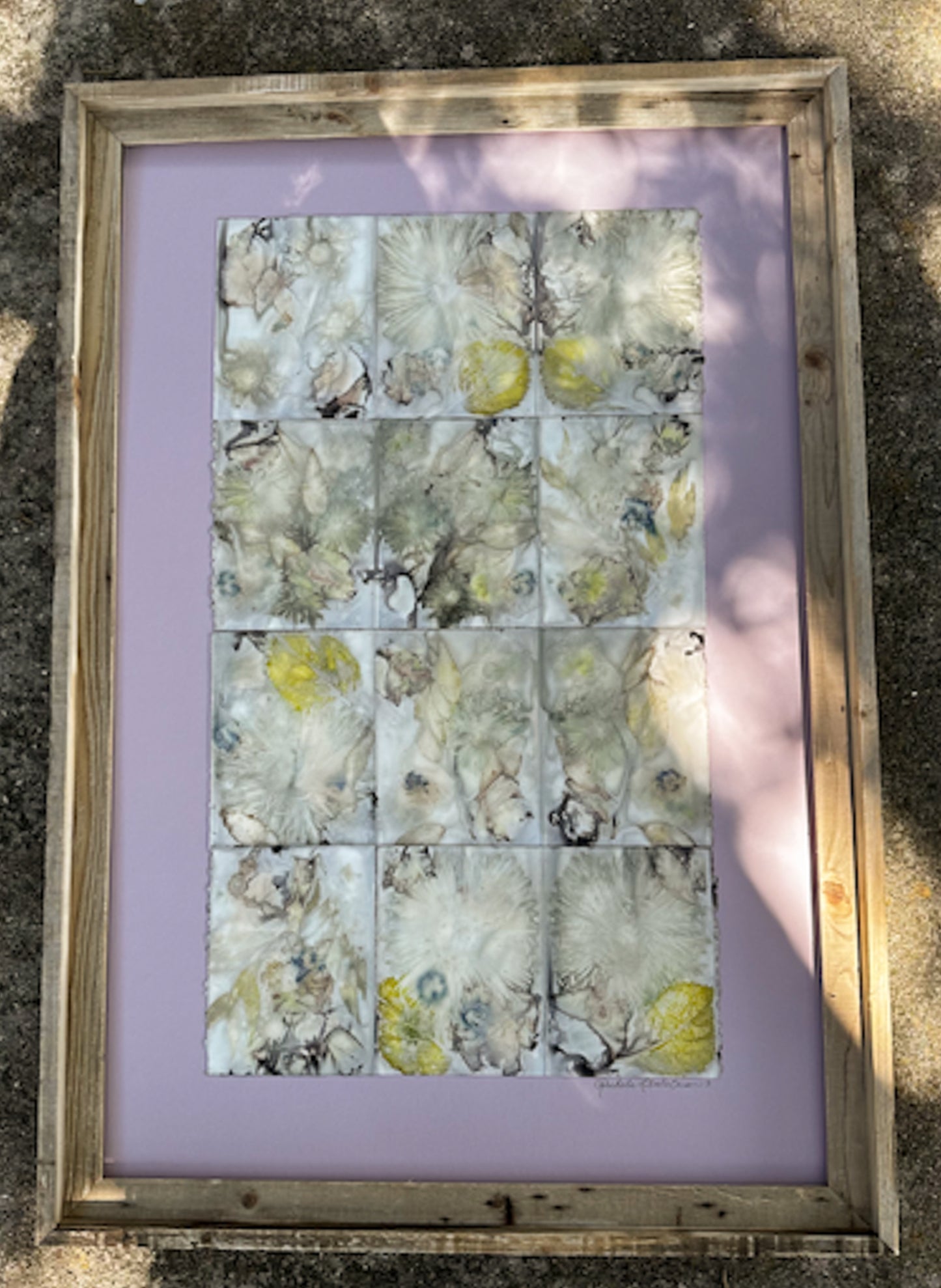 Wall Decor - Large ~ Framed Plant-Stained Paper ~ Maude ~ Mauve Pink Mat