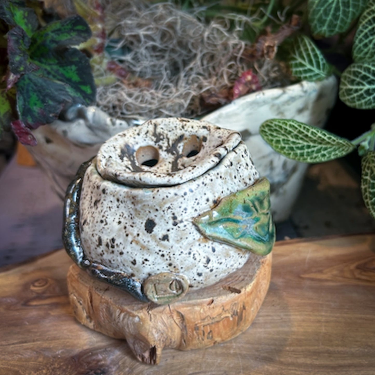Vase - Flower "Frog" Arranger - Small - Leaves & Sand