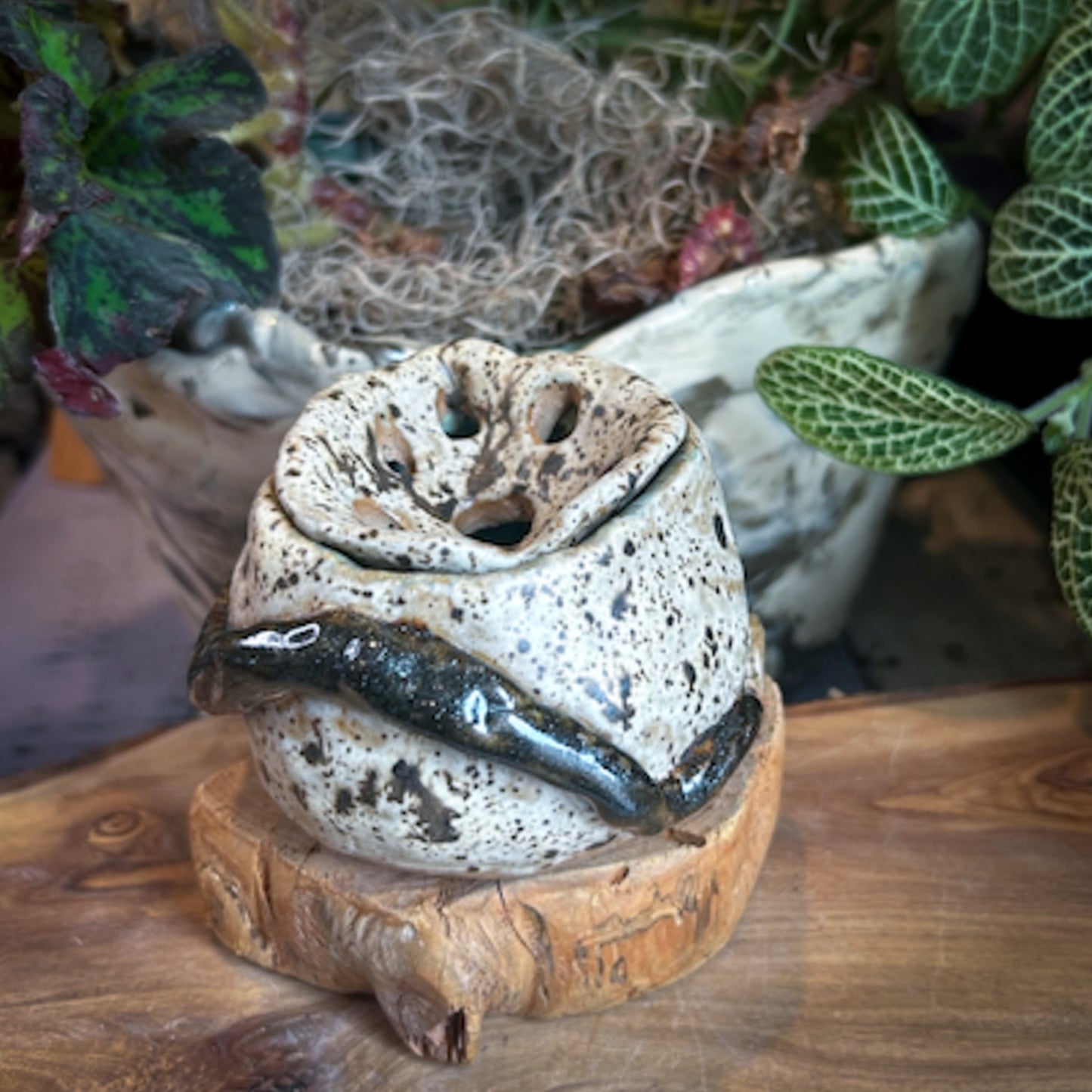 Vase - Flower "Frog" Arranger - Small - Leaves & Sand