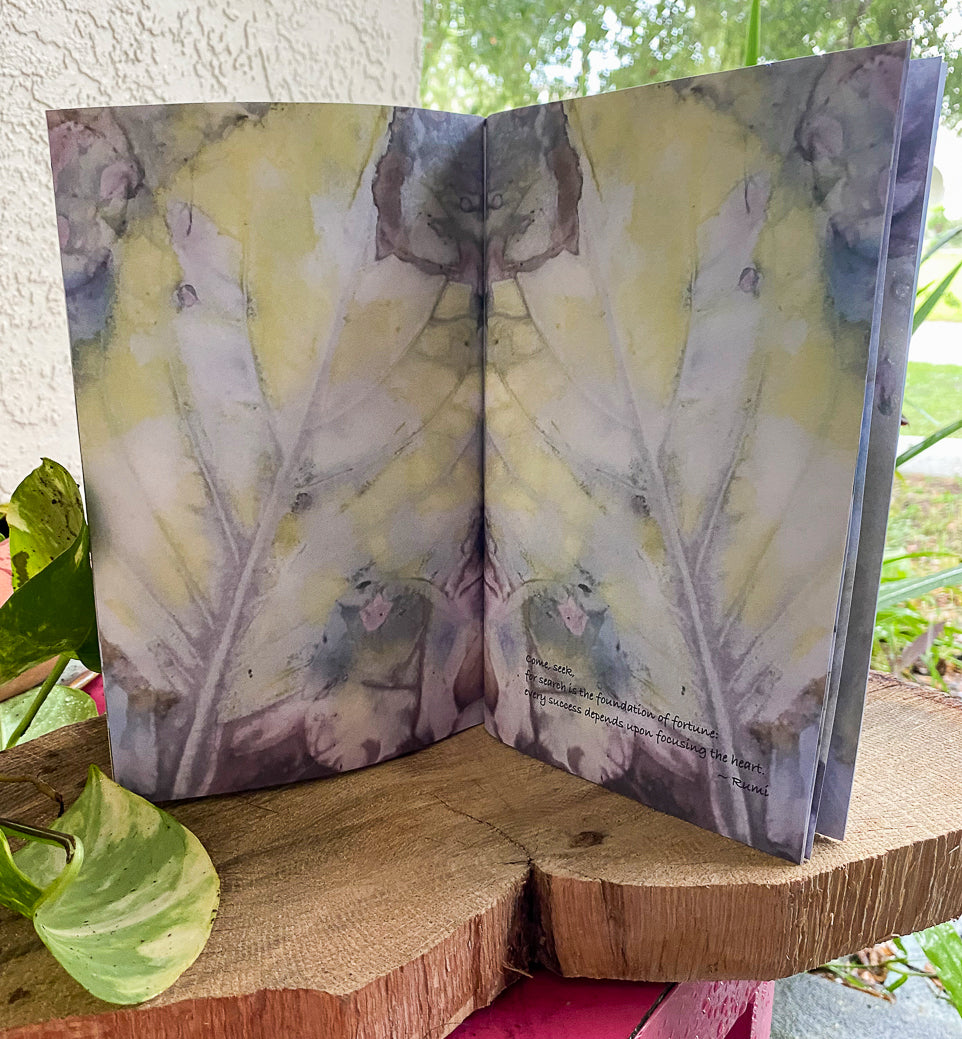 Plant-Stained Paper Journal - Inspired by Rumi Printed Book - A Journal for Your Thoughts