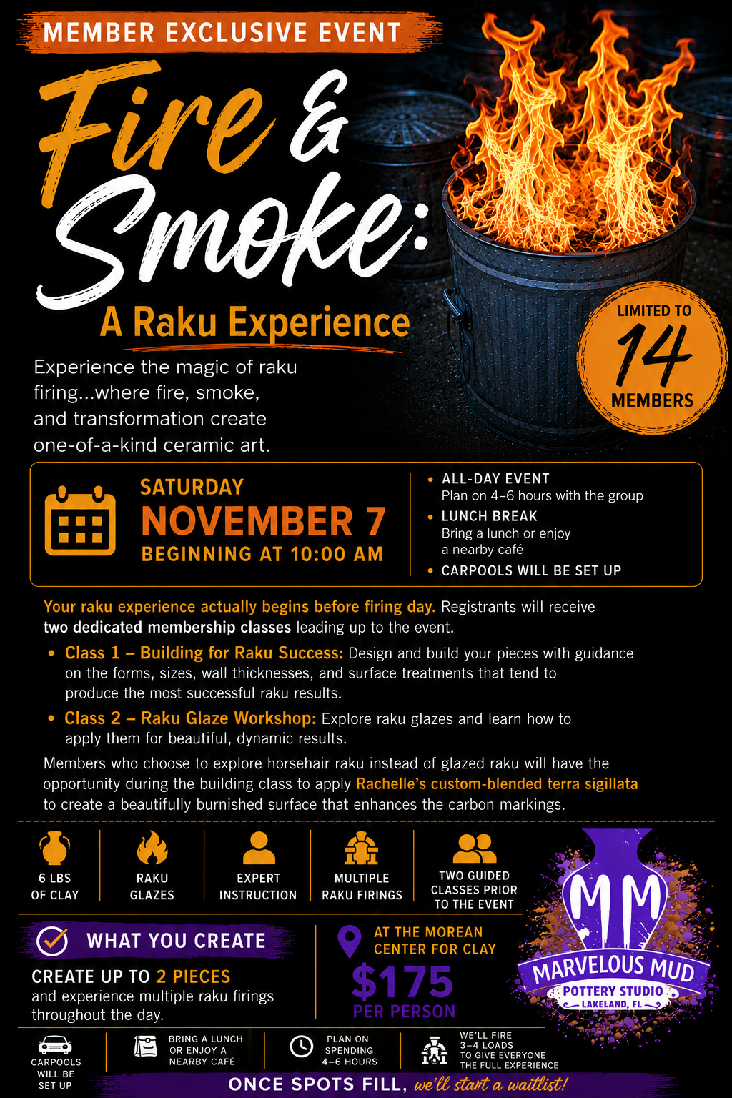 Pottery Workshop - FIre & Smoke: A Raku Experience!