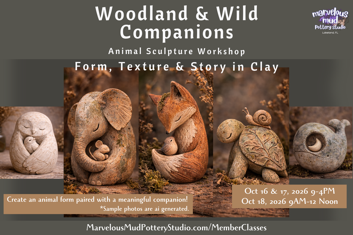 Pottery Classes - Woodland & Wild Animal Companions - Four Day Workshop
