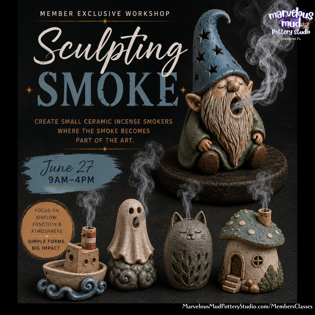 Pottery Class -Sculpting Smoke- Compact Incense Smokers - 1 Day Workshop
