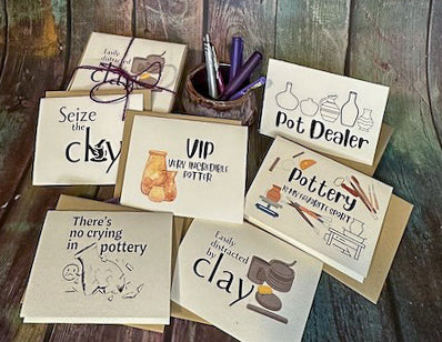Clay Stationery - Note Cards - Set by Marvelous Mud Pottery Studio
