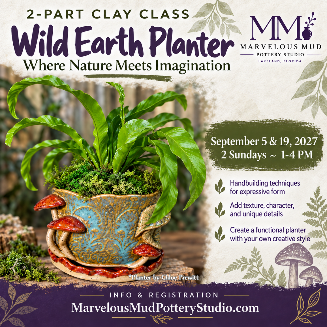 Pottery Class - Wild Earth Planter - 2 Part Class